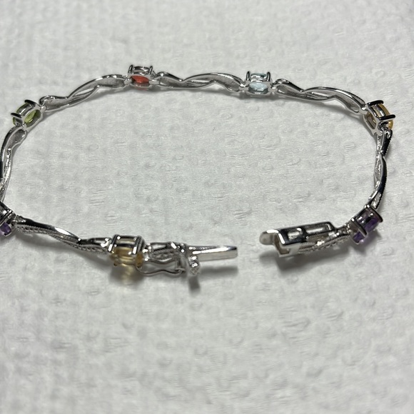 Gemstones Silver Bracelet 7”. Stamped CT 925. NWT. Never Worn. - Picture 2 of 3